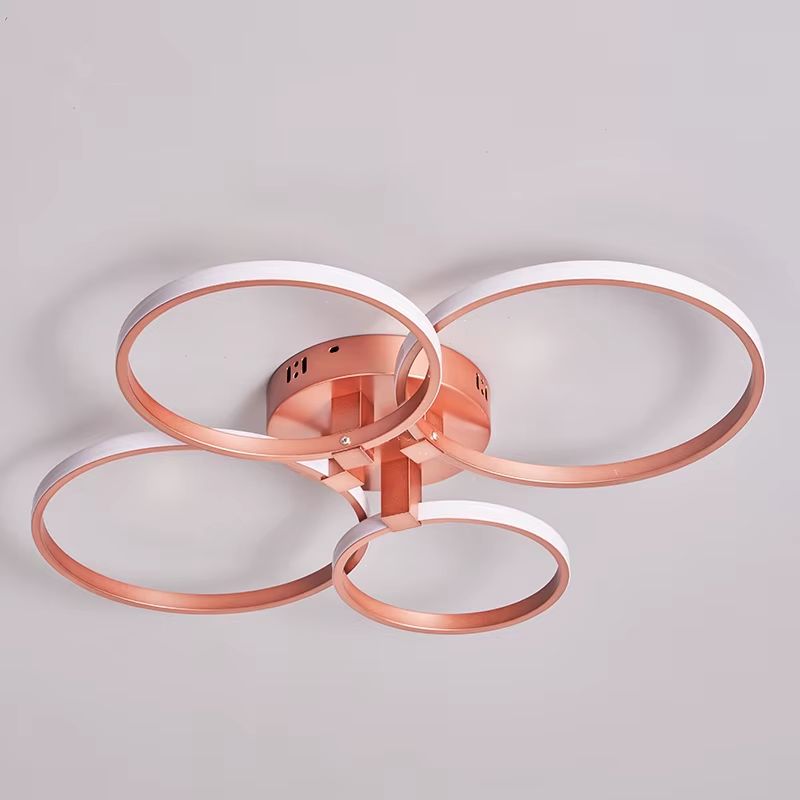 Lustre Luminária de Teto Minimalista Circular/Quadrado Rose Gold Vittara LEDZ – Com Controle Remoto e App de Celular