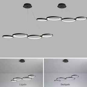 Lustre Pendente Minimalista Orgânico Firenze LEDZ – Dourado/Prata/Preto – 107cm