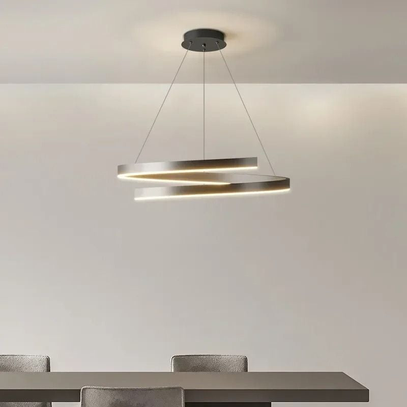 Lustre Pendente Minimalista Circular Orgânico Orbe LEDZ – Preto/Branco – 50cm/60cm/80cm