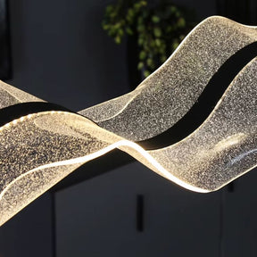 Lustre Pendente de Luxo Ondas em Efeito Cristal LEDZ - 80cm - Preto ou Dourado