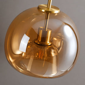 Lustre Luminária de Teto Plafon de Luxo com Cúpula de Vidro Monza LEDZ – Dourado - Âmbar / Preto – Fumê
