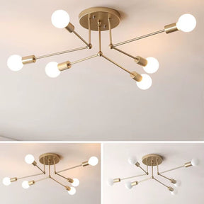 Lustre Plafon Sputnik Estilo Moderno Axial LEDZ – 6 ou 8 Lâmpadas – Preto/Branco/Dourado