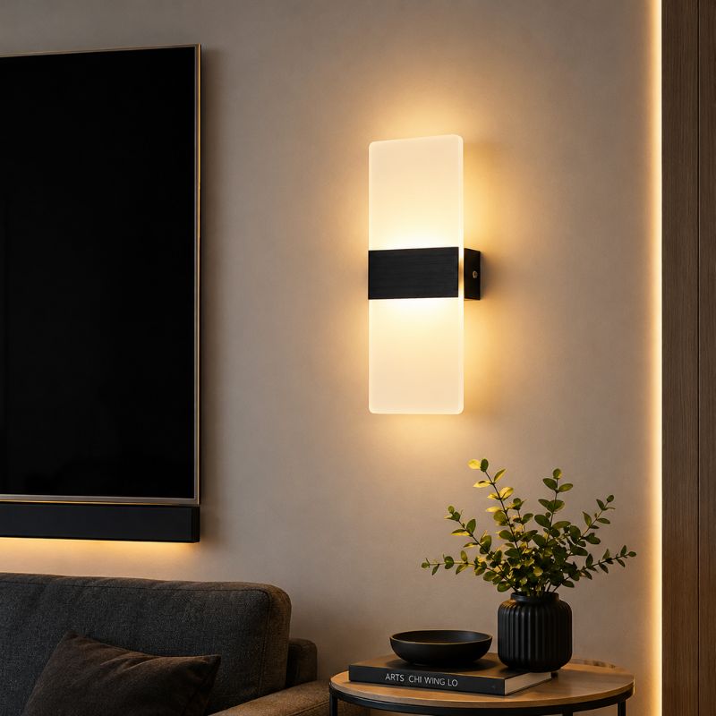 Luminária Arandela de Parede Slim Preto/Prata – 28cm/40cm