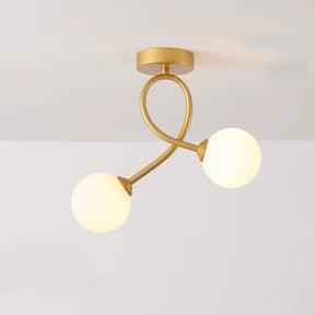 Luminária de Teto Plafon Jabuticaba 2 Globos Modena LEDZ – Dourado/Preto