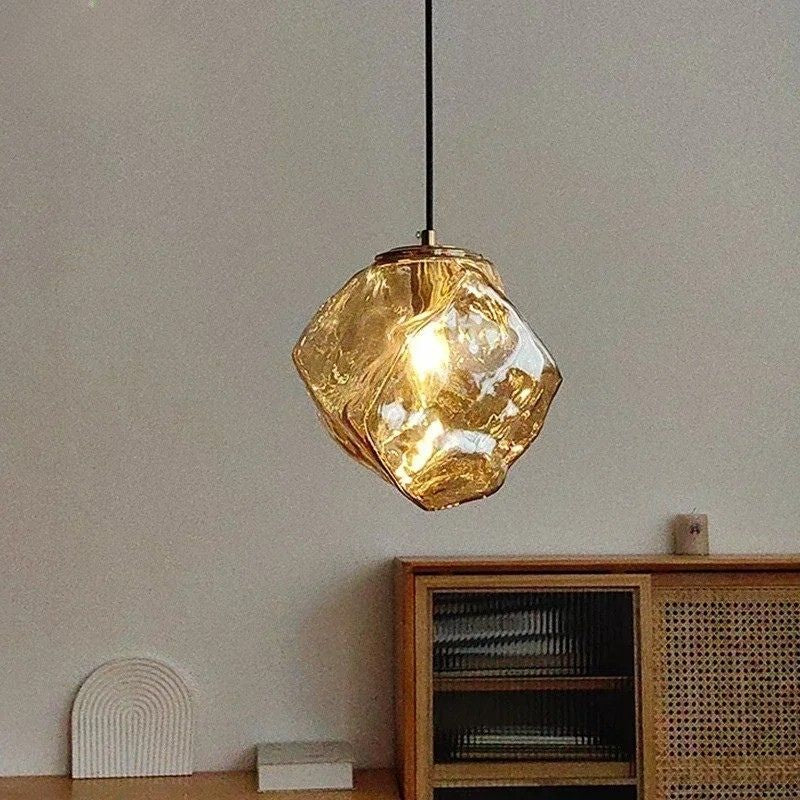 Lustre Pendente Minimalista Orgânico Torino LEDZ – Vidro – Transparente/Âmbar/Fumê – 15cm/22cm
