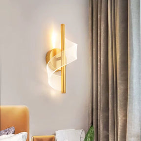 Luminária Arandela de Parede Espiral Acrílico LEDZ – Dourado/Preto