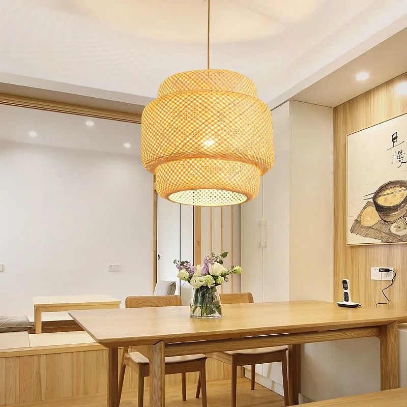 Lustre Pendente Estilo Japonês Wabi Sabi Bambu Artesanal - Takumi Led