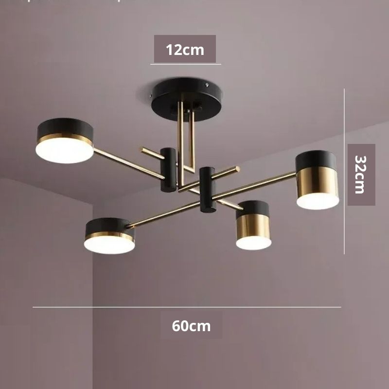 Lustre Pendente Moderno Geométrico Advantage Led - Preto e Dourado