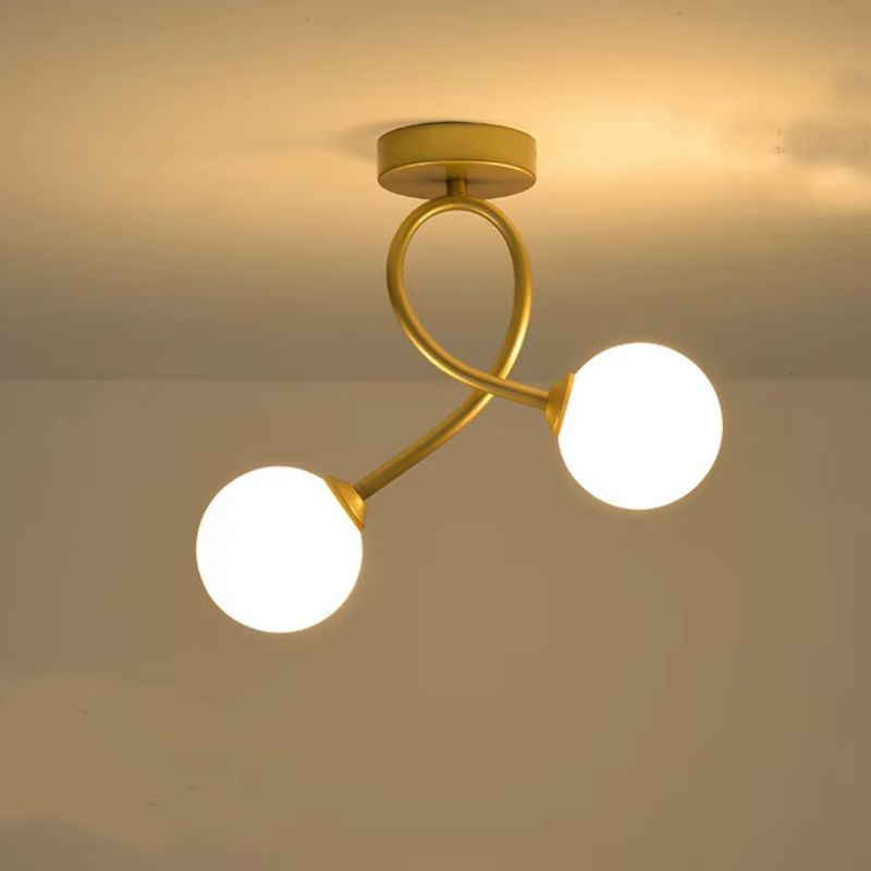 Luminária de Teto Plafon Jabuticaba 2 Globos Modena LEDZ – Dourado/Preto