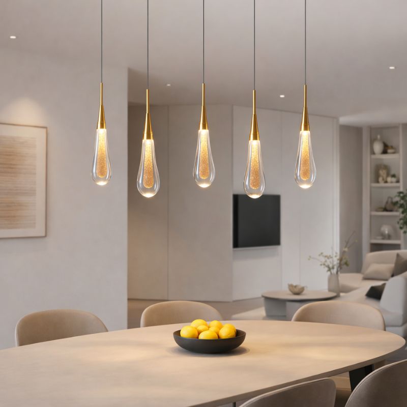 Lustre Pendente de Luxo Led - Gota D'Agua - 1/2/3/5 Pendentes