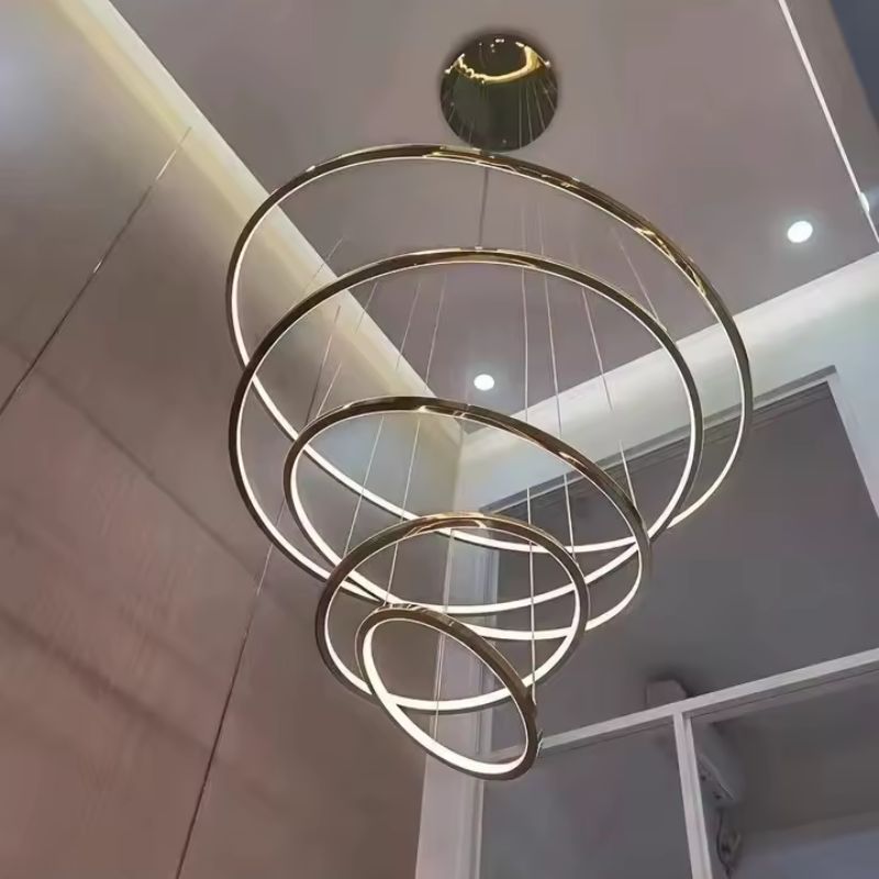 Lustre Pendente de Luxo para Pé-Direio Duplo Atena LEDZ – 5 Anéis (3 metros) / 4 Anéis (2 metros)