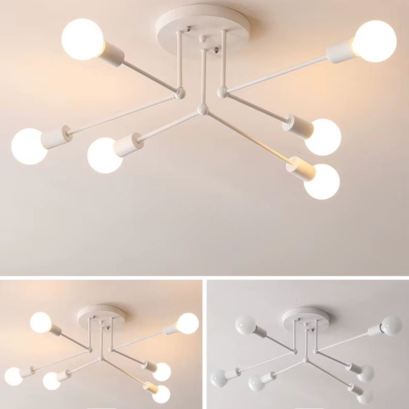 Lustre Plafon Sputnik Estilo Moderno Axial LEDZ – 6 ou 8 Lâmpadas – Preto/Branco/Dourado
