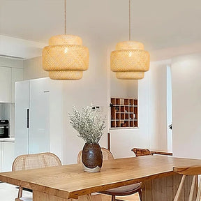 Lustre Pendente Estilo Japonês Wabi Sabi Bambu Artesanal - Takumi Led