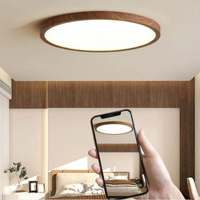 Luminária de Teto Plafon Ultra Slim LED – Circular – Textura Madeira Wall Nut – 30cm/40cm/50cm