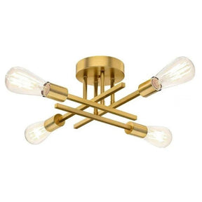 Lustre Luminária de Teto Plafon Nordico 4 Hastes Viggo LEDZ – Prata/Preto/Dourado
