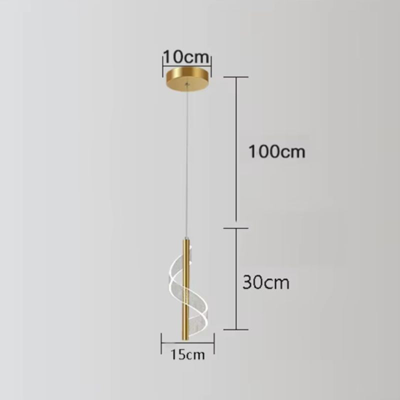 Lustre Pendente Espiral Acrílico LEDZ – Dourado/Preto – 1 ou 2 Pendentes