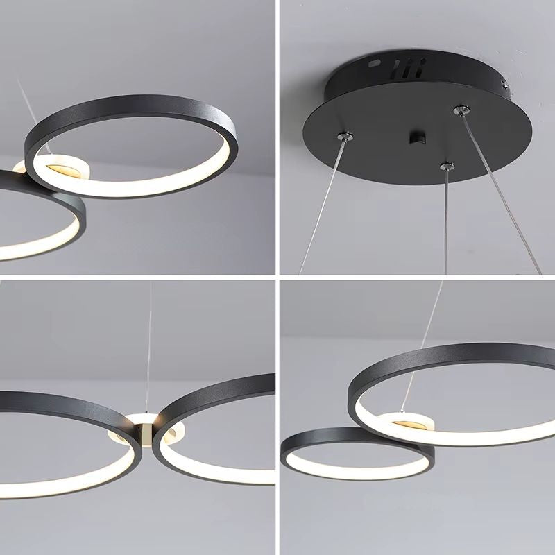 Lustre Pendente Minimalista Orgânico Firenze LEDZ – Dourado/Prata/Preto – 107cm