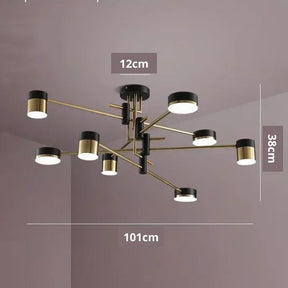 Lustre Pendente Moderno Geométrico Advantage Led - Preto e Dourado