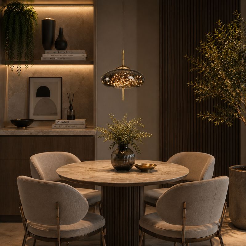 Lustre Pendente de Luxo Design Italiano Fio de Fada Vivare LEDZ – Fumê / Âmbar