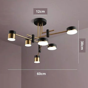 Lustre Pendente Moderno Geométrico Advantage Led - Preto e Dourado