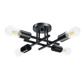 Lustre Luminária de Teto Plafon Nordico 4 Hastes Viggo LEDZ – Prata/Preto/Dourado