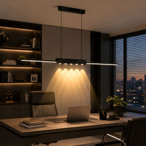 Lustre Pendente Minimalista Linear Slim com Foco em LED Central Pulse LEDZ – Preto – 100cm