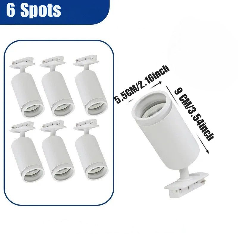 Luminária Trilho de Teto Eletrificado Modular Com Spots Ajustáveis, GU10, LEDZ - Preto/Branco