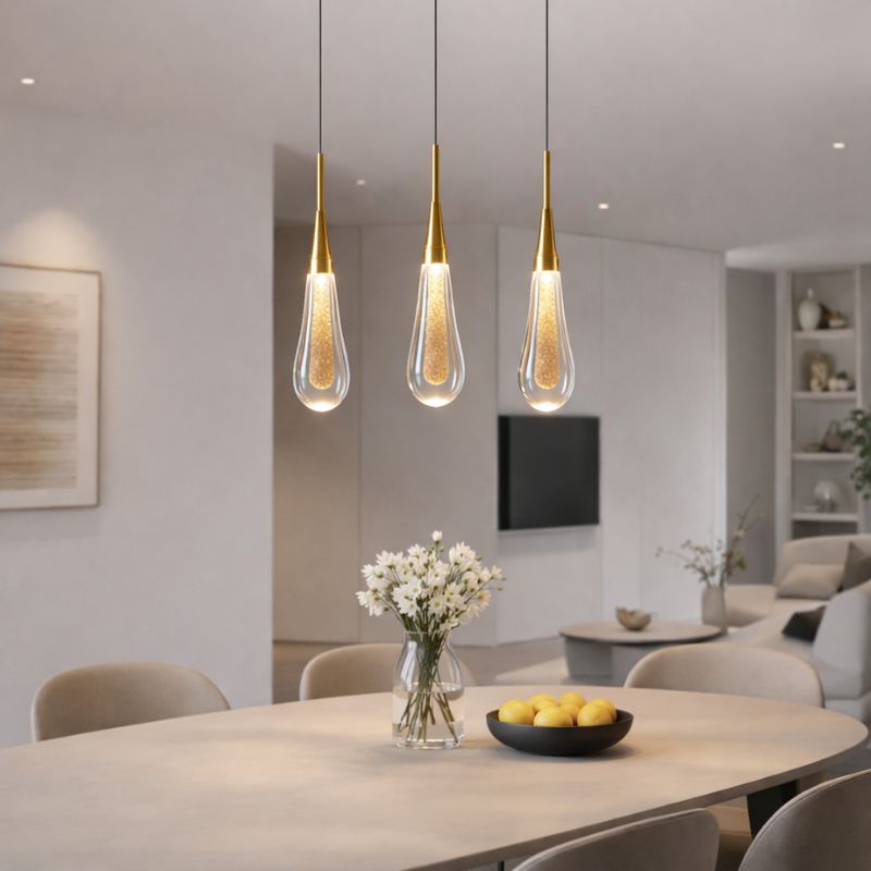 Lustre Pendente de Luxo Led - Gota D'Agua - 1/2/3/5 Pendentes