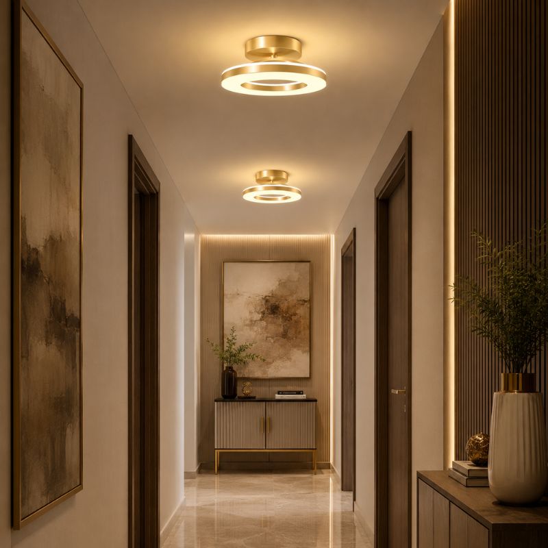 Luminária de Teto Plafon Circular Lumina LEDZ – Dourado/Preto – 20cm/30cm