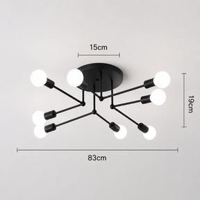 Lustre Plafon Sputnik Estilo Moderno Axial LEDZ – 6 ou 8 Lâmpadas – Preto/Branco/Dourado