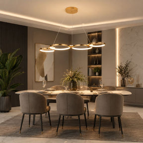 Lustre Pendente Minimalista Orgânico Firenze LEDZ – Dourado/Prata/Preto – 107cm