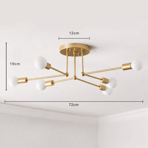 Lustre Plafon Sputnik Estilo Moderno Axial LEDZ – 6 ou 8 Lâmpadas – Preto/Branco/Dourado