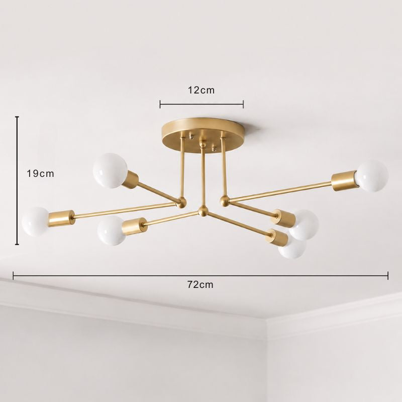 Lustre Plafon Sputnik Estilo Moderno Axial LEDZ – 6 ou 8 Lâmpadas – Preto/Branco/Dourado
