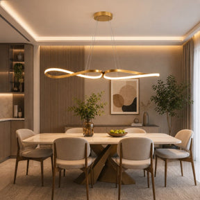 Lustre Pendente Minimalista Orgânico Gran Luxo Verona LEDZ – Dourado/Prata/Preto – 100cm – Controle Remoto e App