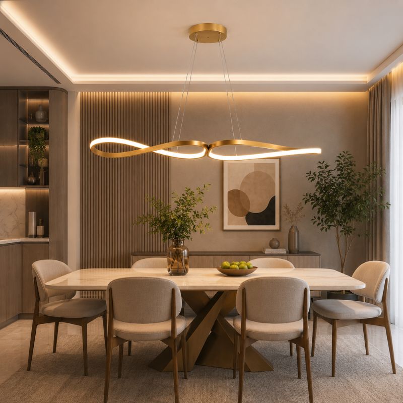 Lustre Pendente Minimalista Orgânico Gran Luxo Verona LEDZ – Dourado/Prata/Preto – 100cm – Controle Remoto e App