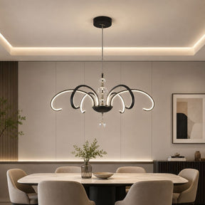 Lustre Pendente Escultural de Luxo Orgânico Opere Cascata LEDZ - Preto / Prata / Dourado