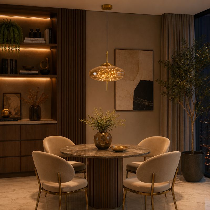Lustre Pendente de Luxo Design Italiano Fio de Fada Vivare LEDZ – Fumê / Âmbar