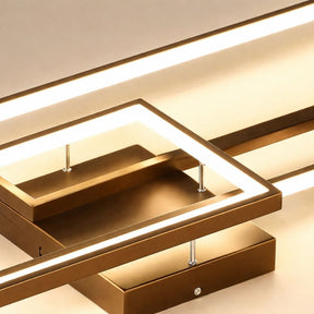 Lustre Luminária de Teto Geométrico Retangular Minimalista Com Controle Remoto e App de Celular – Preto/Branco/Dourado – 60cm/78cm