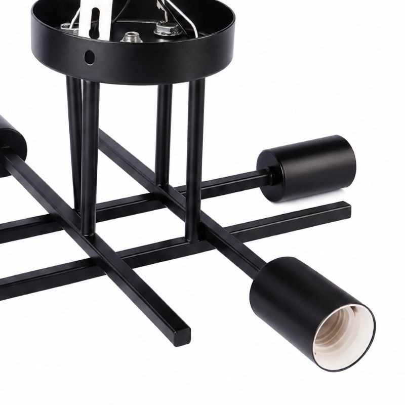 Lustre Luminária de Teto Plafon Nordico 4 Hastes Viggo LEDZ – Prata/Preto/Dourado