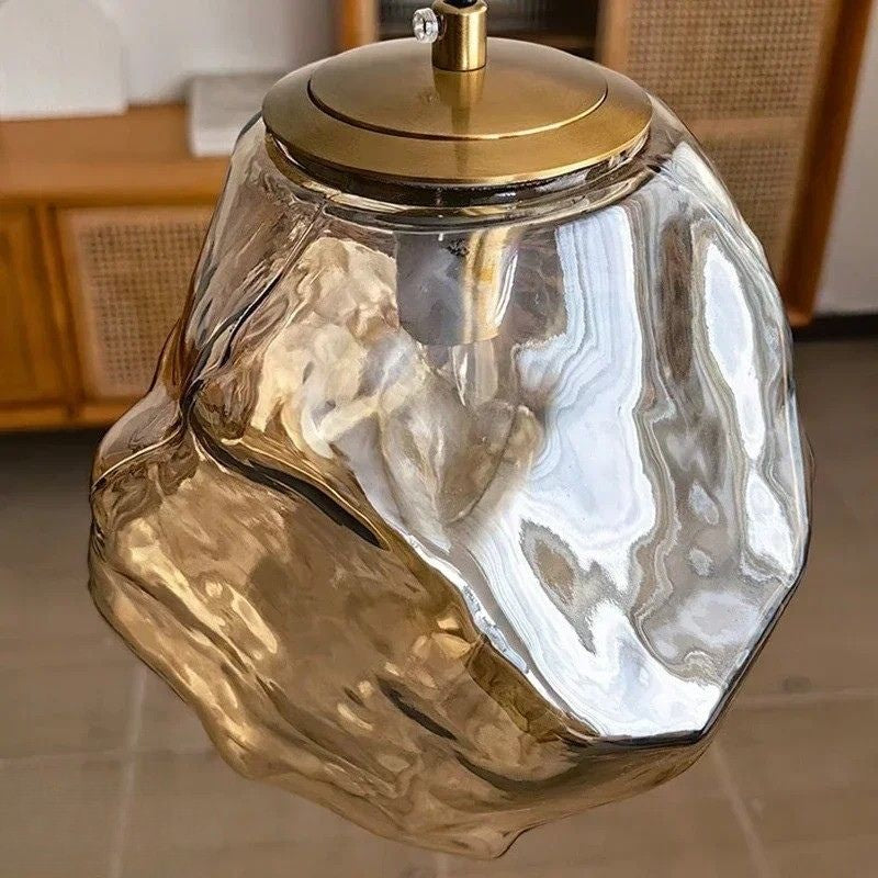 Lustre Pendente Minimalista Orgânico Torino LEDZ – Vidro – Transparente/Âmbar/Fumê – 15cm/22cm