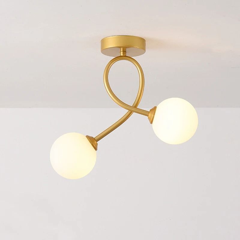 Luminária de Teto Plafon Jabuticaba 2 Globos Modena LEDZ – Dourado/Preto