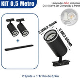 Luminária Trilho de Teto Eletrificado Modular Com Spots Ajustáveis, GU10, LEDZ - Preto/Branco