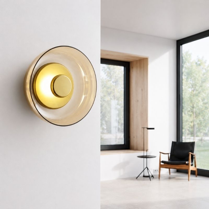 Luminária Arandela de Parede Design Italiano Mezza Luna LEDZ – Transparente/Âmbar/Fumê