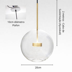 Lustre Pendente Design Italiano Vetro a Bolle Led - 1 Bolha / 4 Bolhas / 6 Bolhas