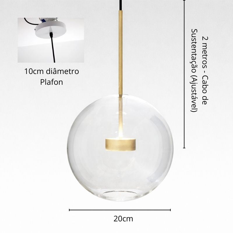 Lustre Pendente Design Italiano Vetro a Bolle Led - 1 Bolha / 4 Bolhas / 6 Bolhas