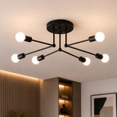Lustre Plafon Sputnik Estilo Moderno Axial LEDZ – 6 ou 8 Lâmpadas – Preto/Branco/Dourado