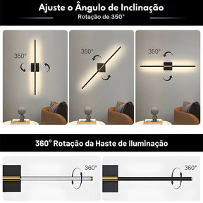 Luminária Arandela de Parede Sem Fio Recarregável Rotacionável Versa LEDZ