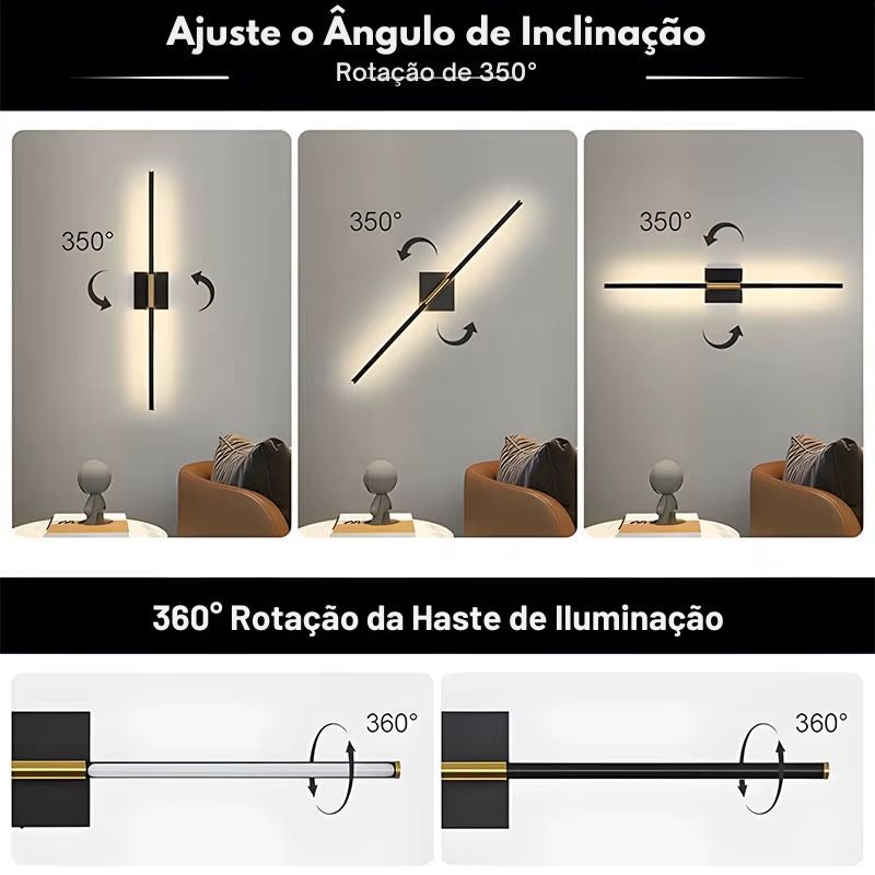 Luminária Arandela de Parede Sem Fio Recarregável Rotacionável Versa LEDZ