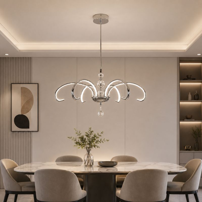 Lustre Pendente Escultural de Luxo Orgânico Opere Cascata LEDZ - Preto / Prata / Dourado