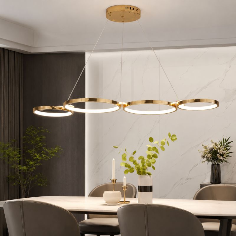 Lustre Pendente Minimalista Orgânico Firenze LEDZ – Dourado/Prata/Preto – 107cm